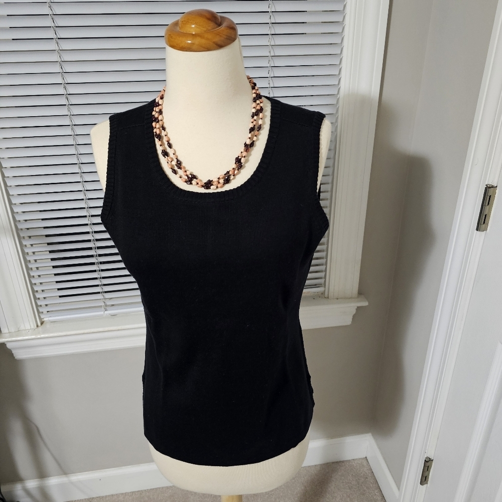 NWT Tommy Bahama Silk Cotton Knit Coastal Tank Top Black M